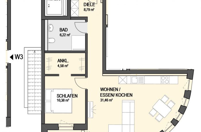 2,5-Zimmer Wohnung (#Ka4)