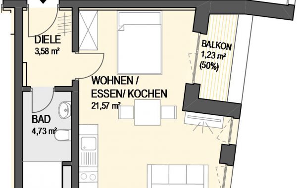 1,5-Zimmer Wohnung (#Ka5)
