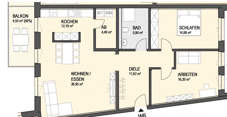3,5-Zimmer Wohnung (#Ka6)