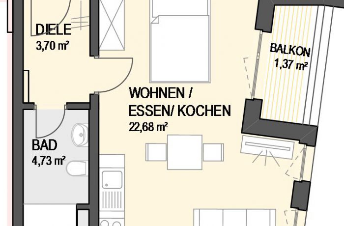 1,5-Zimmer Wohnung (#Ka12)