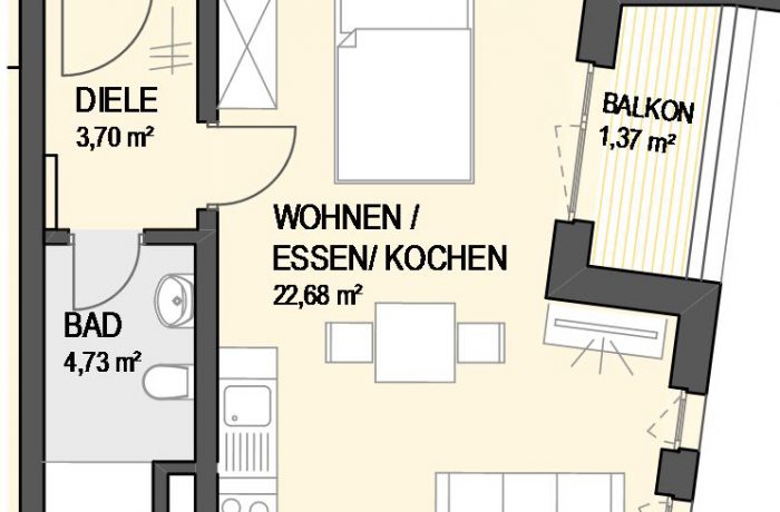 1,5-Zimmer Wohnung (#Ka18)